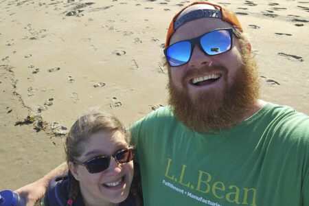 Photo of Jamie Acord, who got caught in quicksand on a Maine beach, and her husband, Patrick Acord.